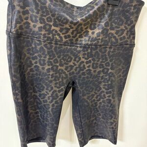 Spanx faux leather Leopard Biker Shorts
